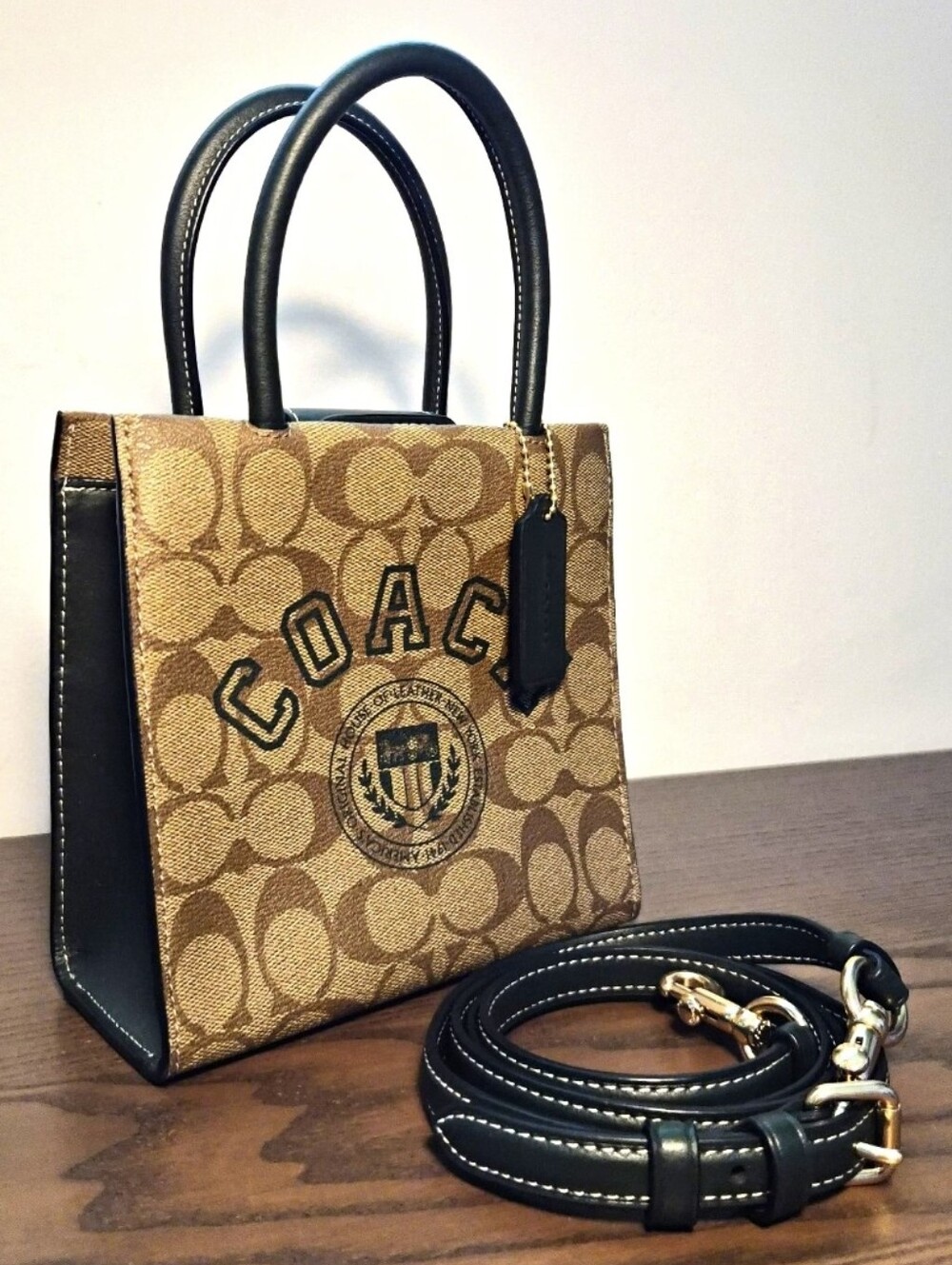 Coach Mini Cally Varsity Signature Logo Crossbody w/ Detachable Strap Green
